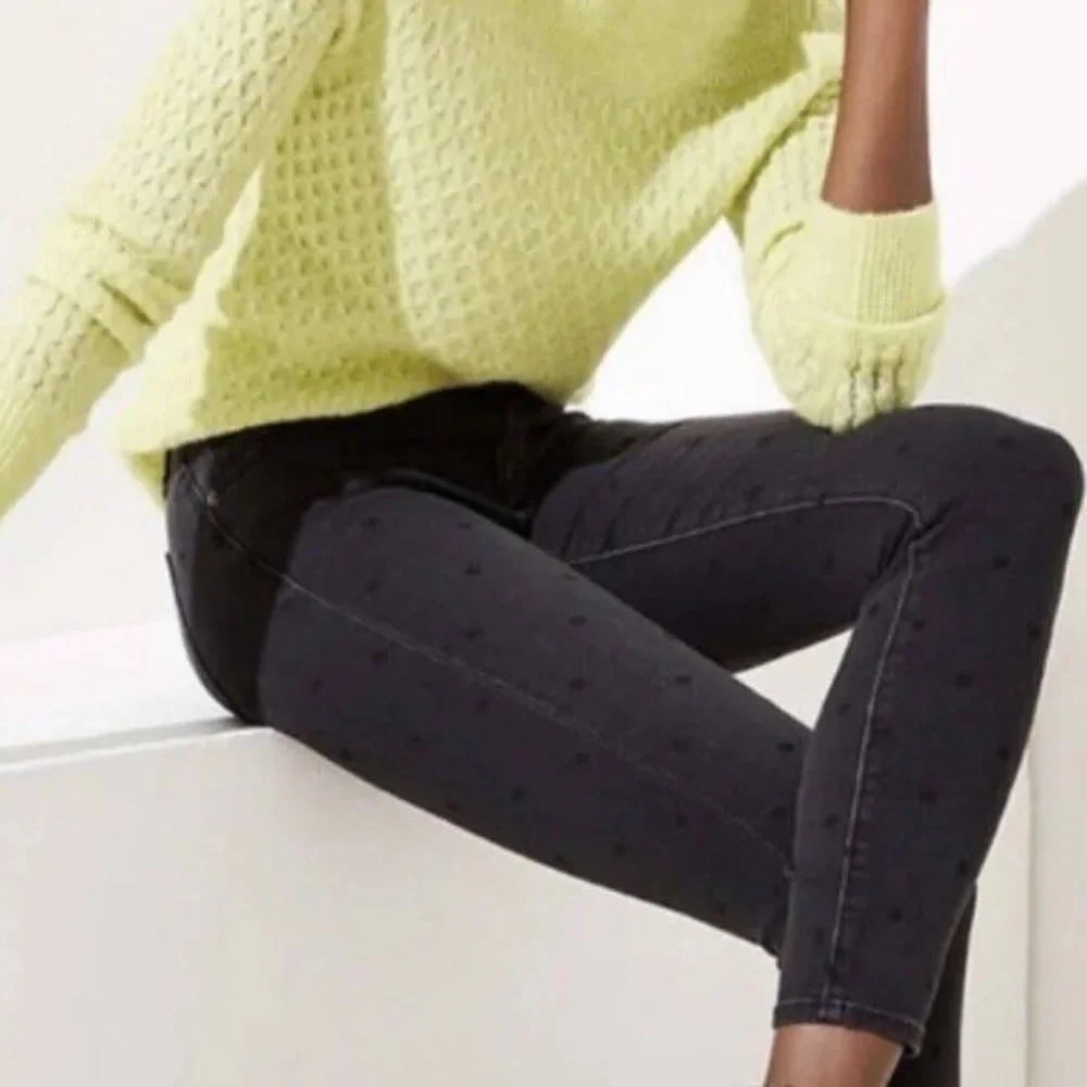 LOFT Faded Black Polka Dot Skinny Jeans - Picture 2 of 7